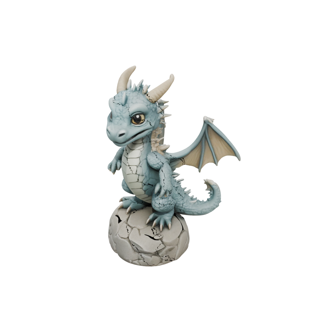 Chibi Ancient Dragon Perched On Rocks