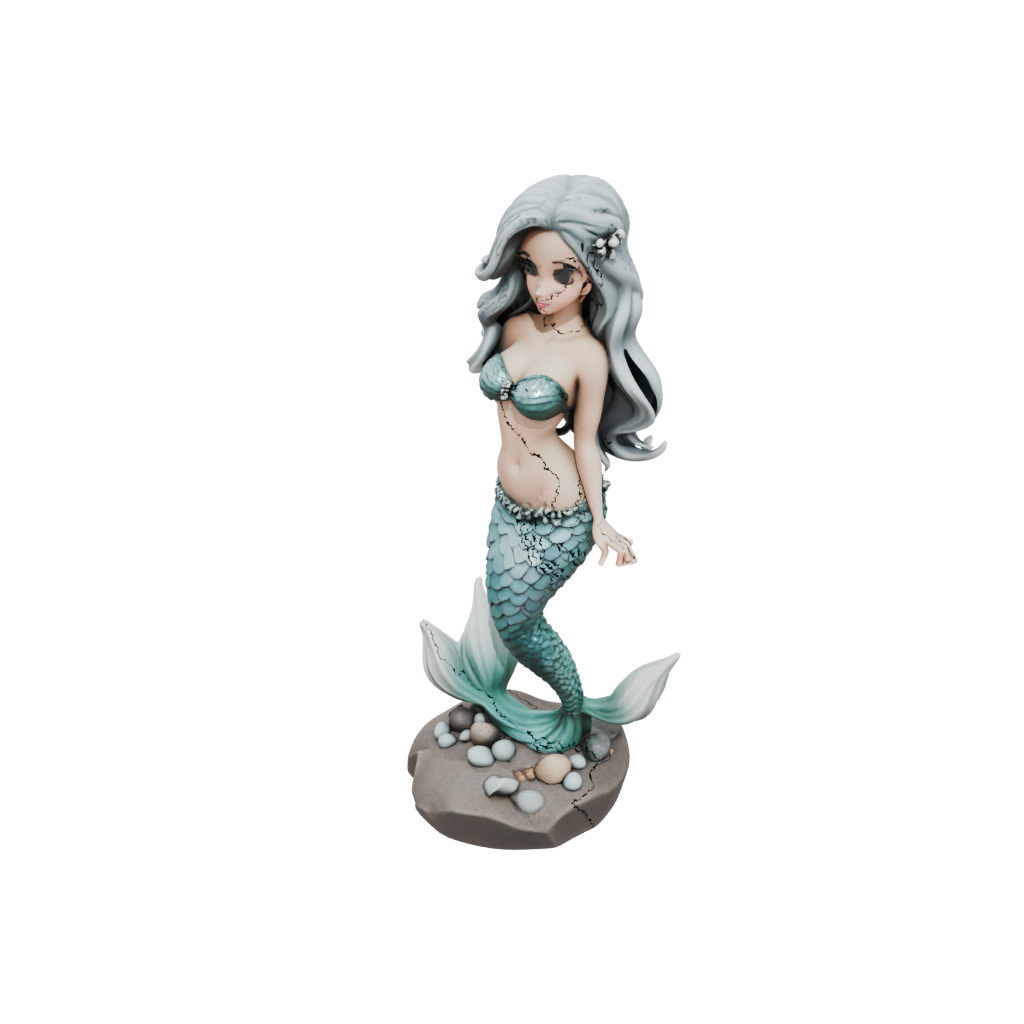 Chibi Mermaid On A Rock