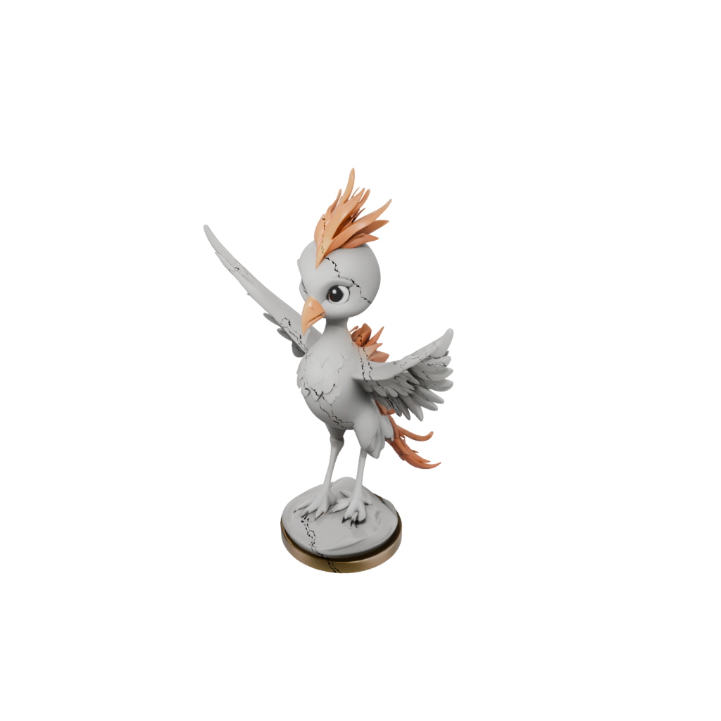 Chibi Phoenix Rising Sculpture