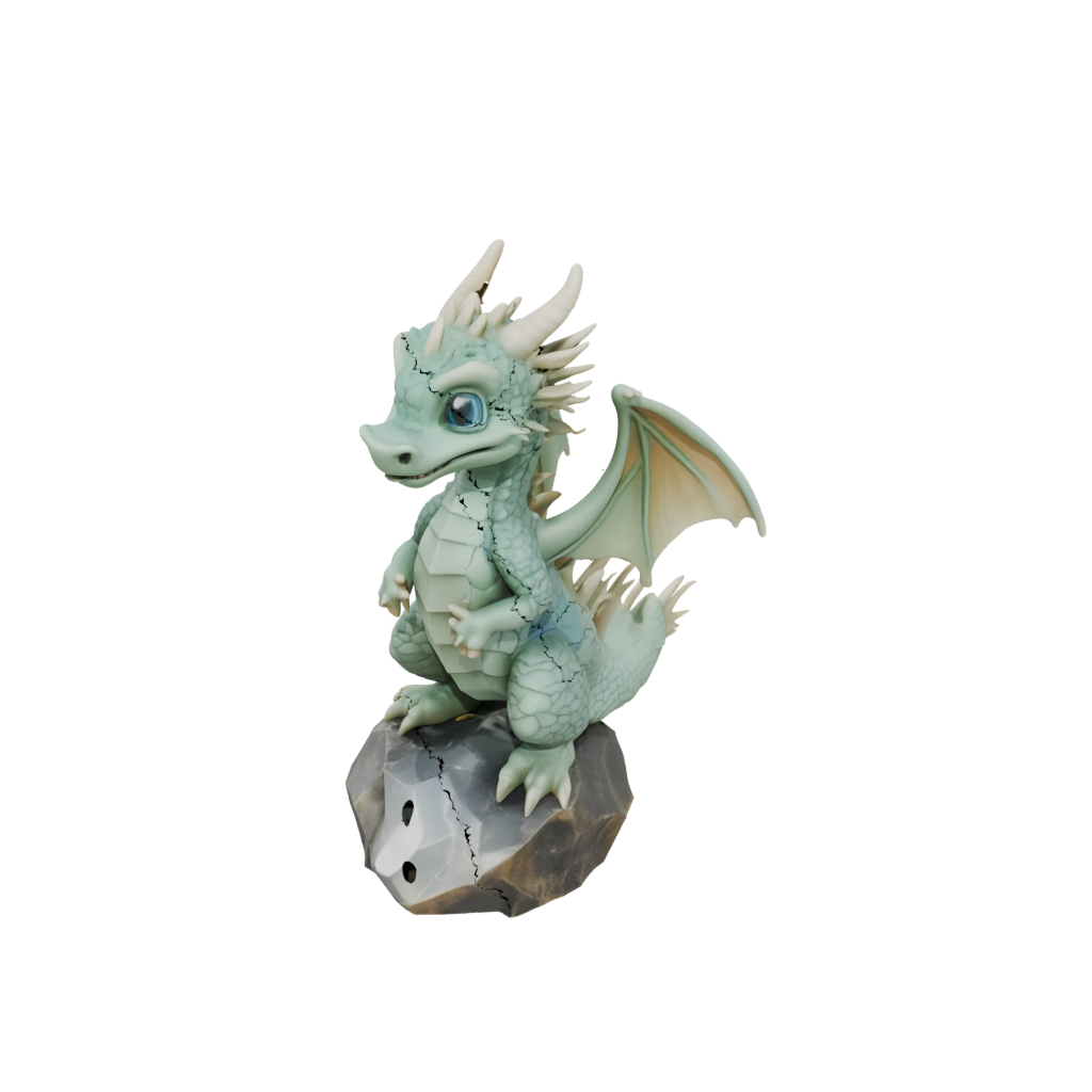 Crystal Chibi Ancient Dragon Perched On Rocks