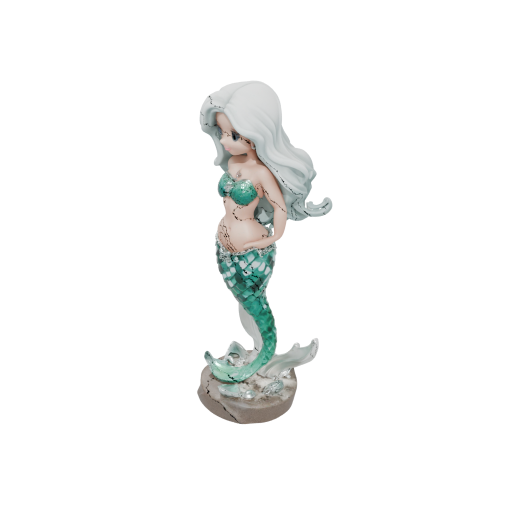 Crystal Chibi Mermaid On A Rock