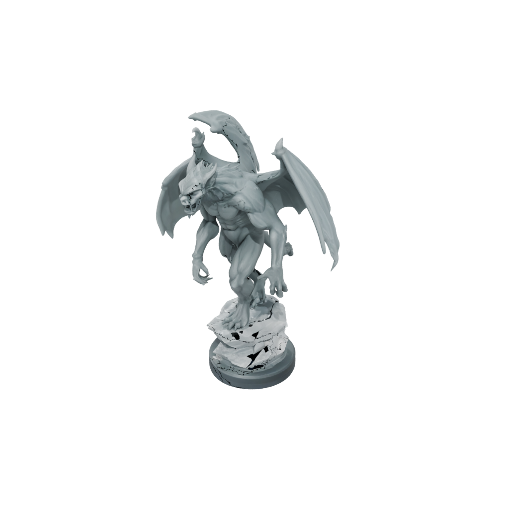 Crystal Scene Gargoyle On Pedestal