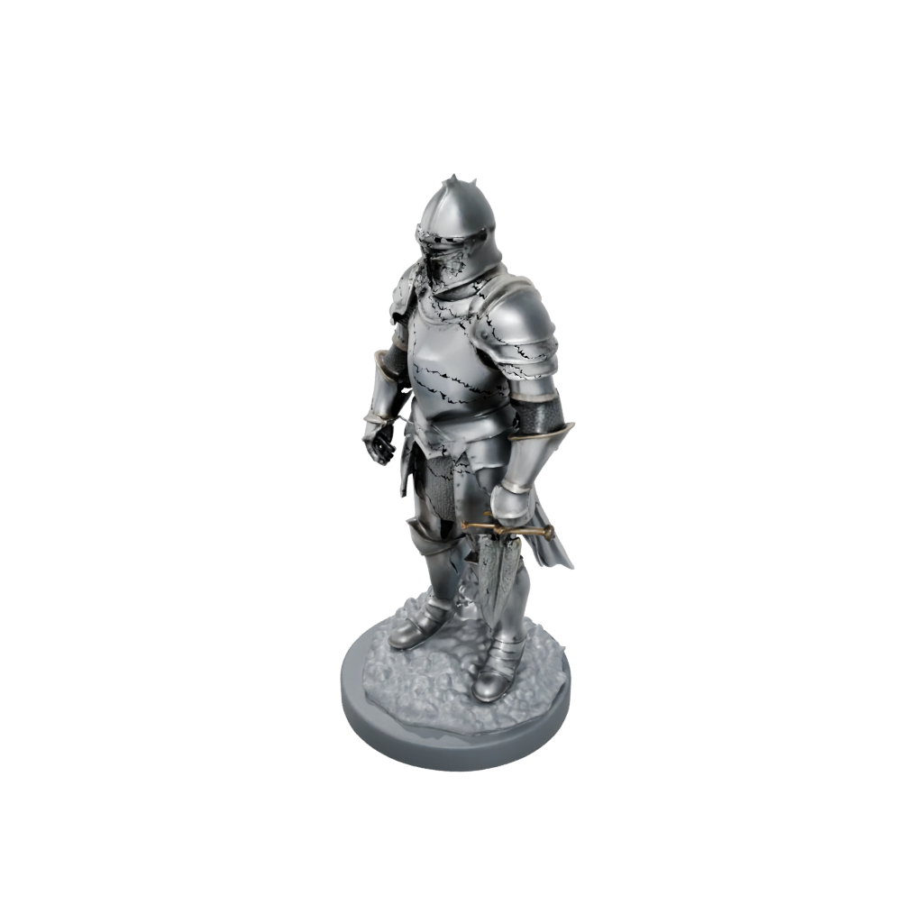 Crystal Scene Medieval Knight Statue