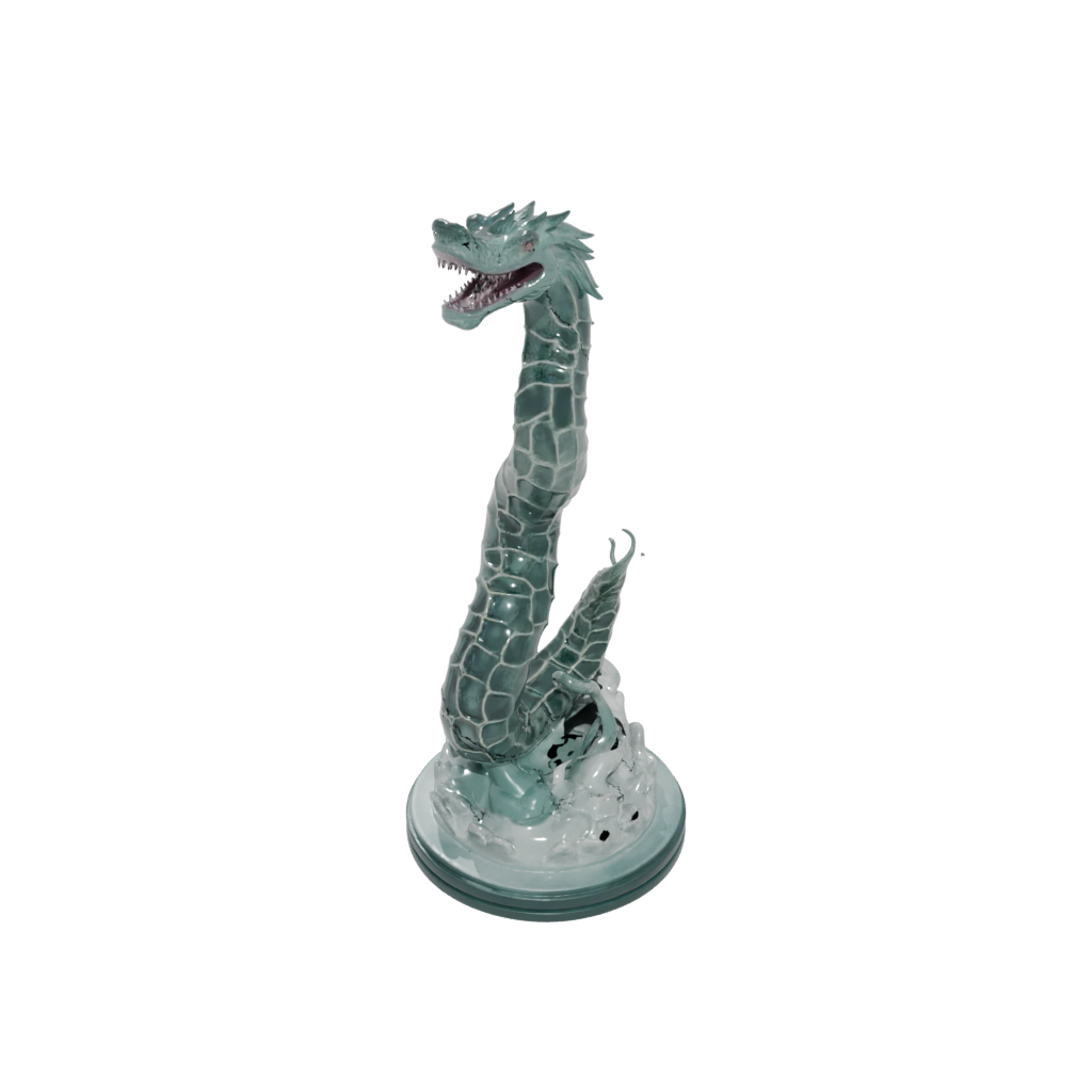 Crystal Scene Sea Serpent Coiled Upright