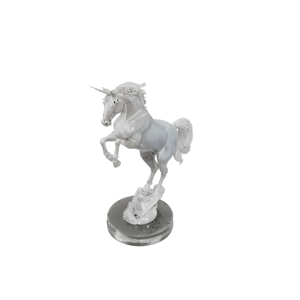 Crystal Scene Unicorn Rearing Figure