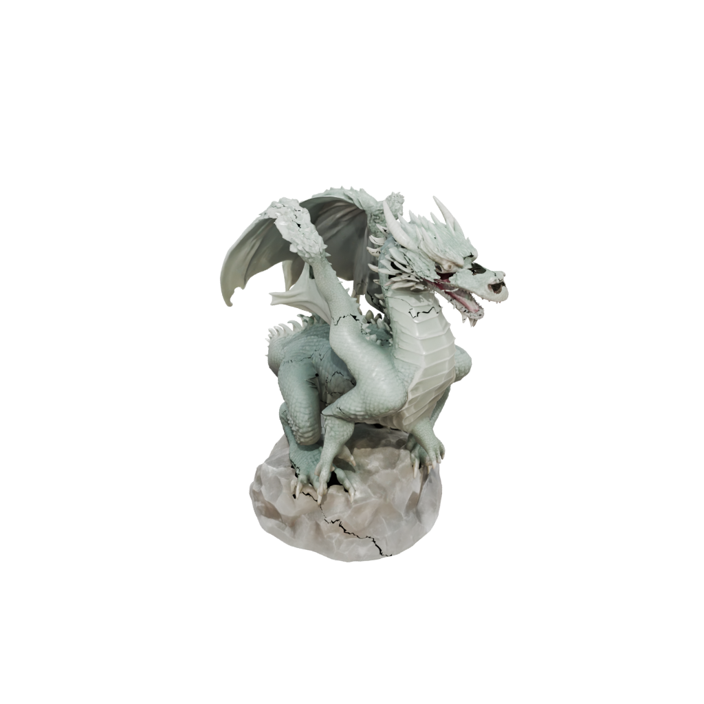 Crystal Relief Ancient Dragon Perched On Rocks