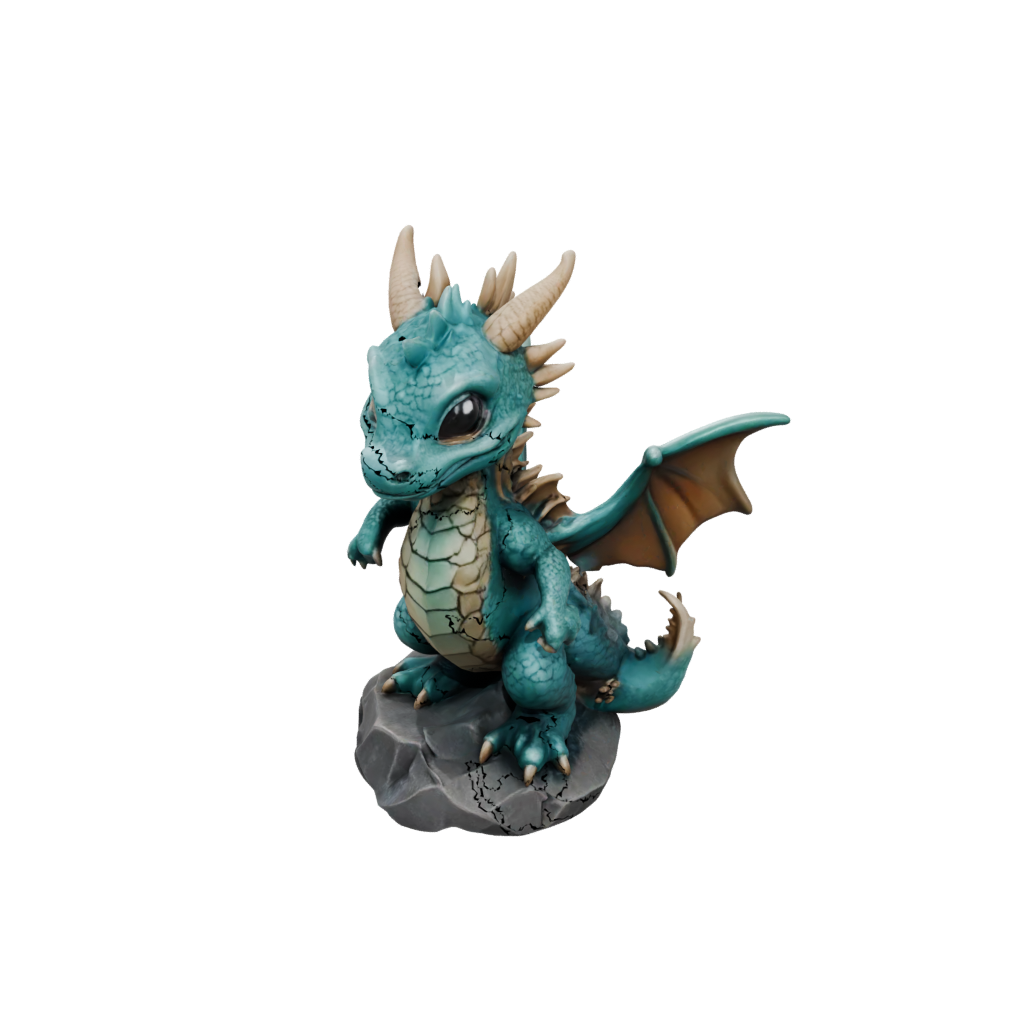 Galaxy Chibi Ancient Dragon Perched On Rocks
