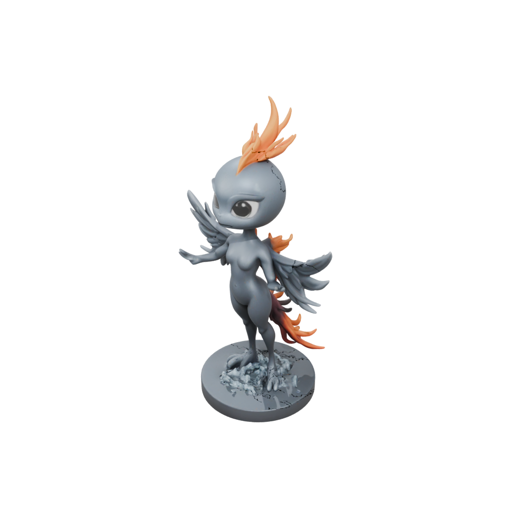 Galaxy Chibi Phoenix Rising Sculpture