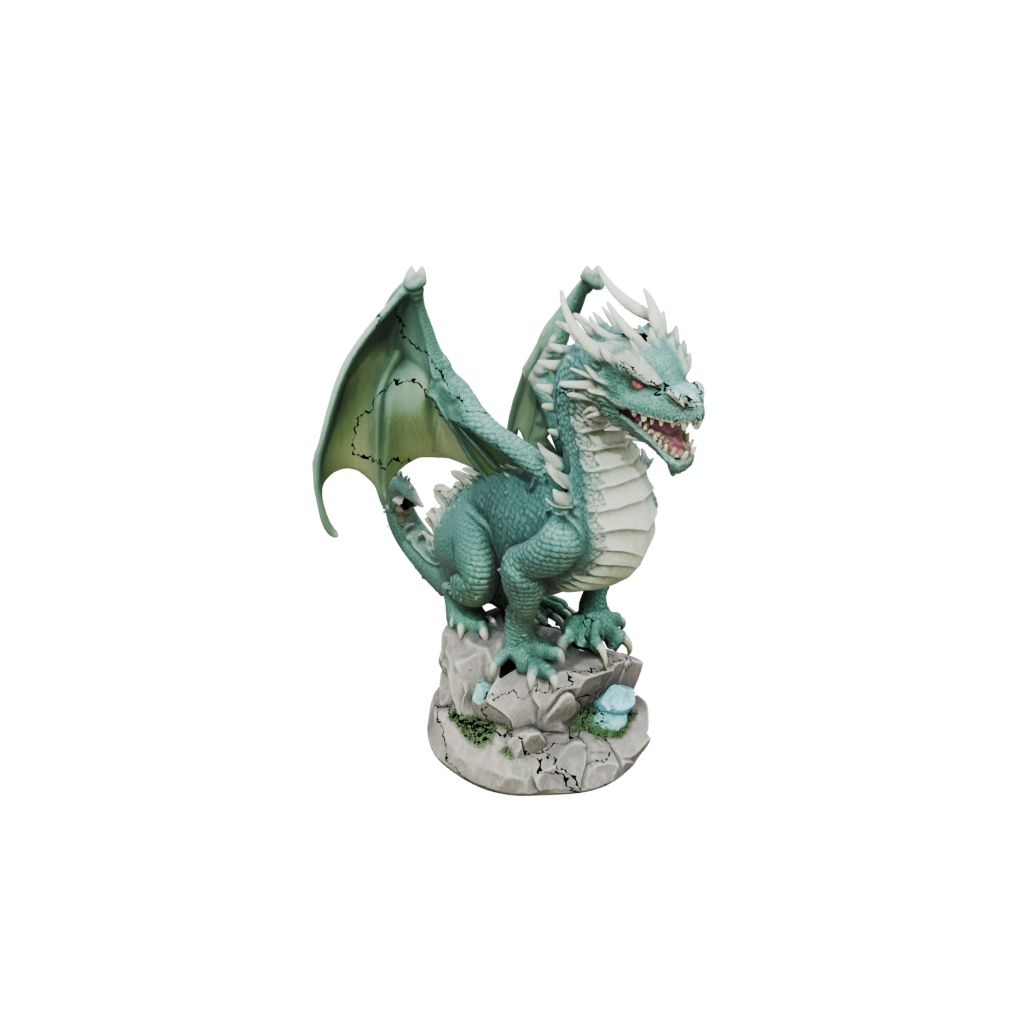 Glow Bust Ancient Dragon Perched On Rocks