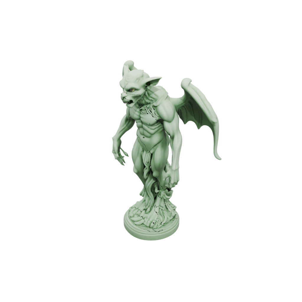 Glow Bust Gargoyle On Pedestal