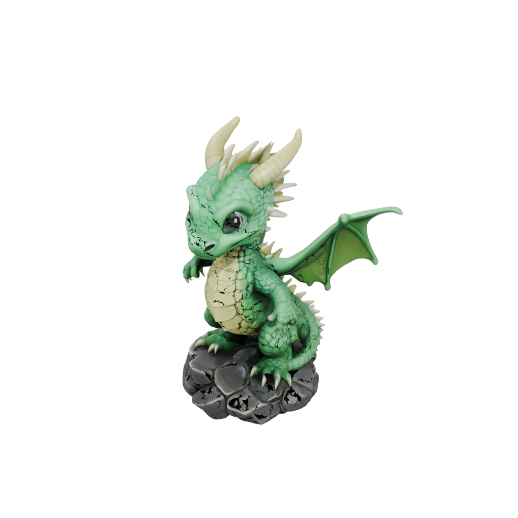 Glow Chibi Ancient Dragon Perched On Rocks