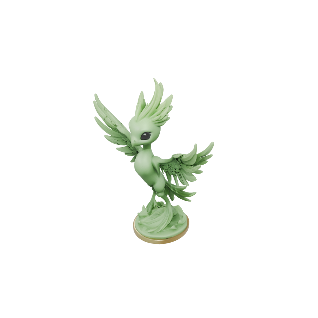 Glow Chibi Phoenix Rising Sculpture