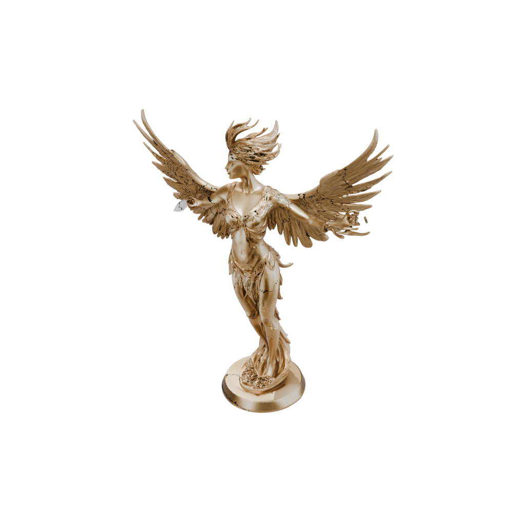 Gold Bust Phoenix Rising Sculpture