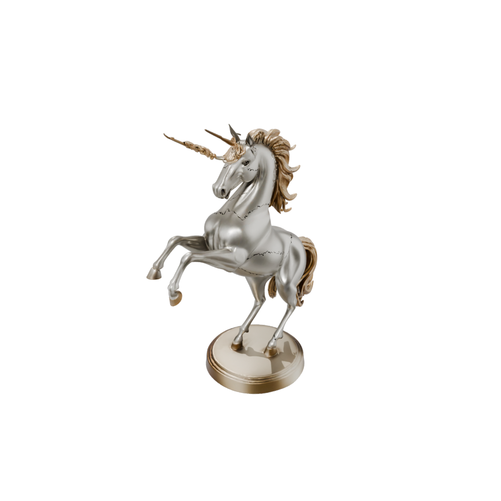 Gold Bust Unicorn Rearing Figure