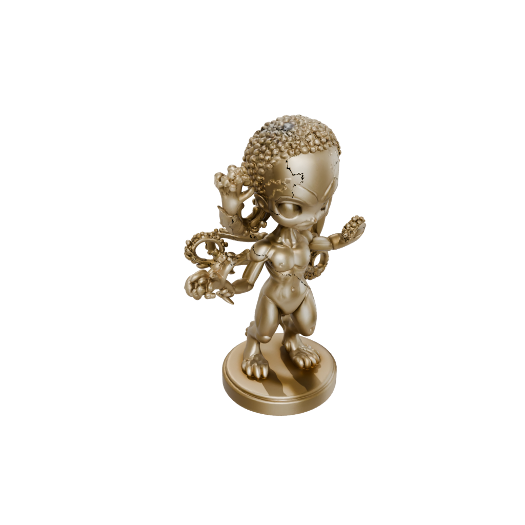 Gold Chibi Hydra Multi-Headed