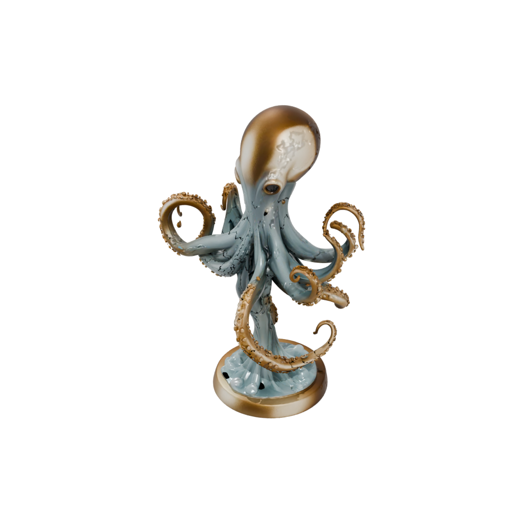 Gold Chibi Kraken Tentacle Sculpture