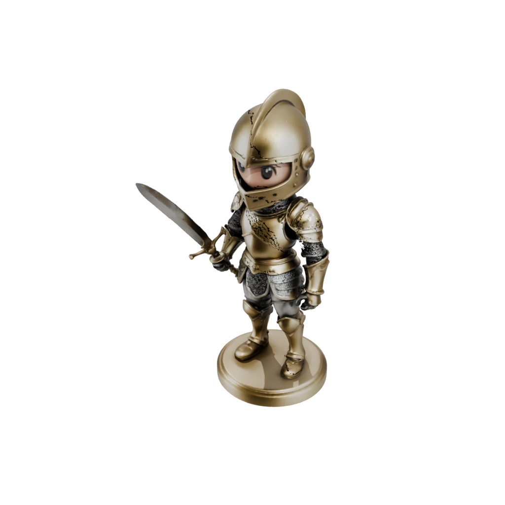 Gold Chibi Medieval Knight Statue