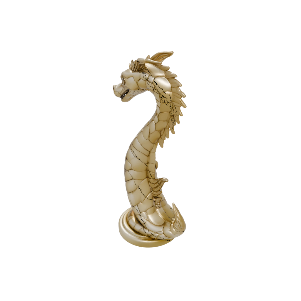Gold Chibi Sea Serpent Coiled Upright