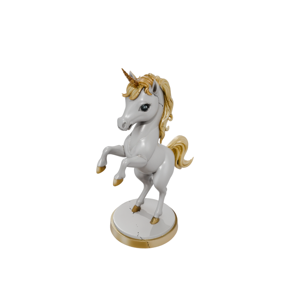 Gold Chibi Unicorn Rearing Figure