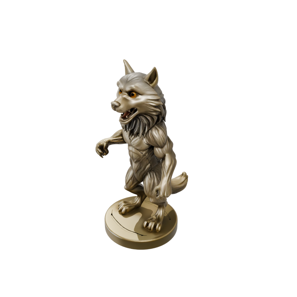 Gold Chibi Werewolf Mid-Howl