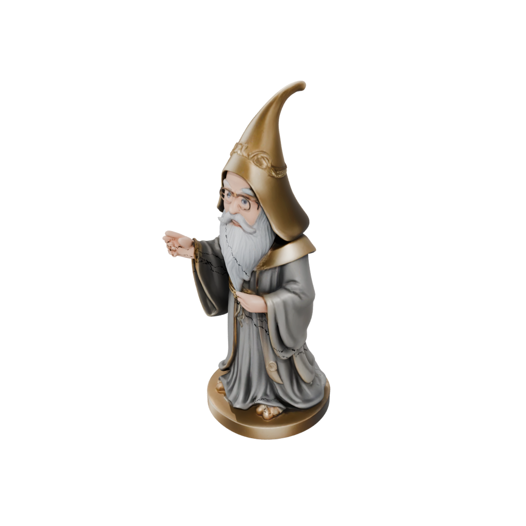 Gold Chibi Wise Wizard Figure
