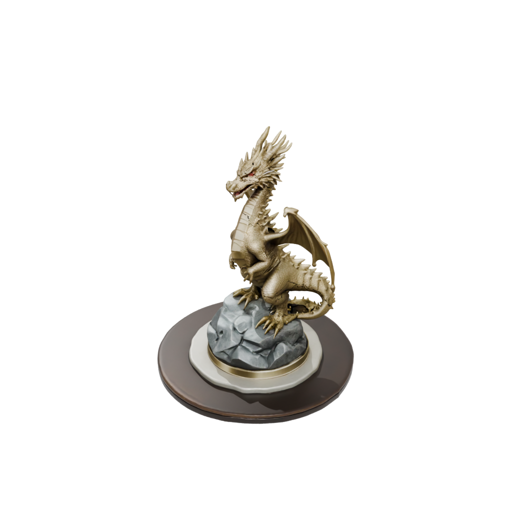 Gold Scene Ancient Dragon Perched On Rocks