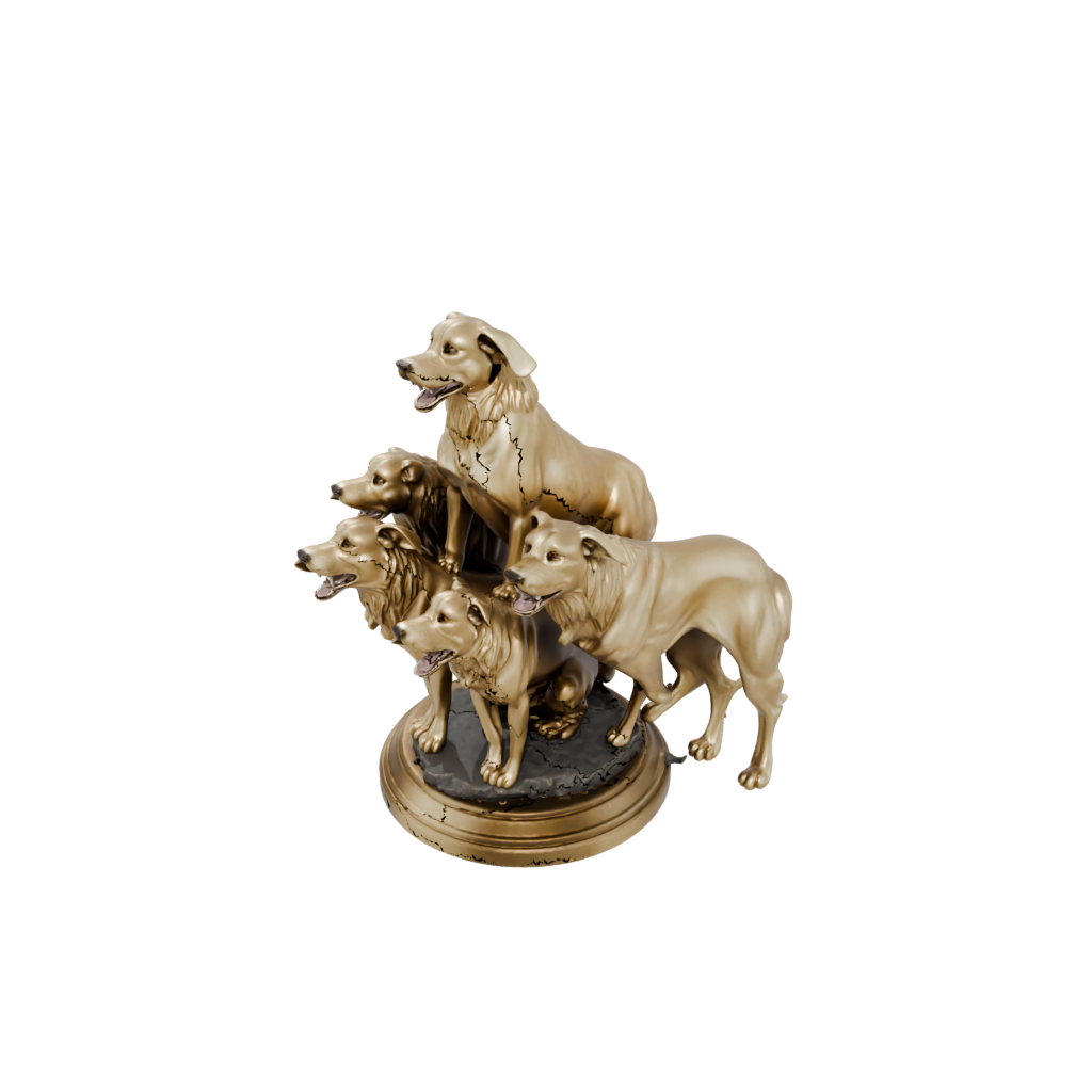 Gold Scene Cerberus Three-Headed Hound