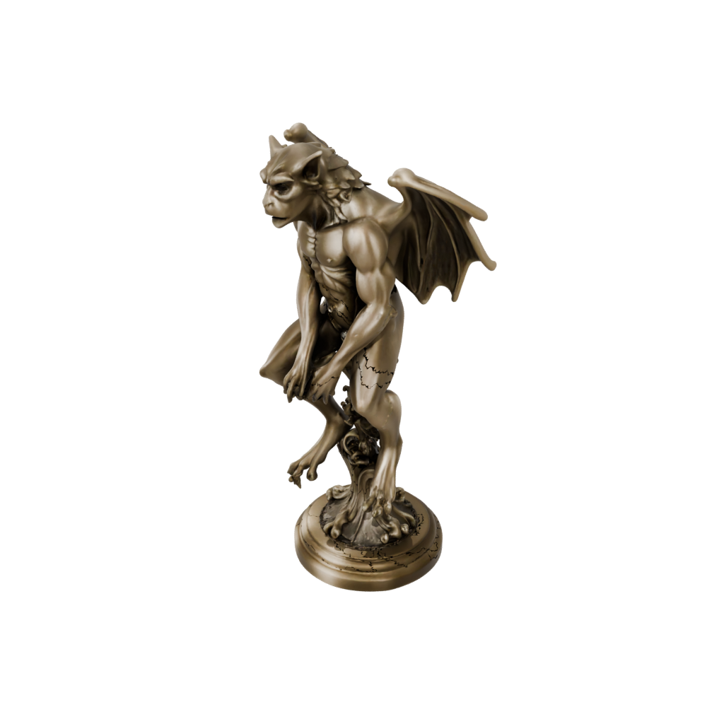 Gold Scene Gargoyle On Pedestal
