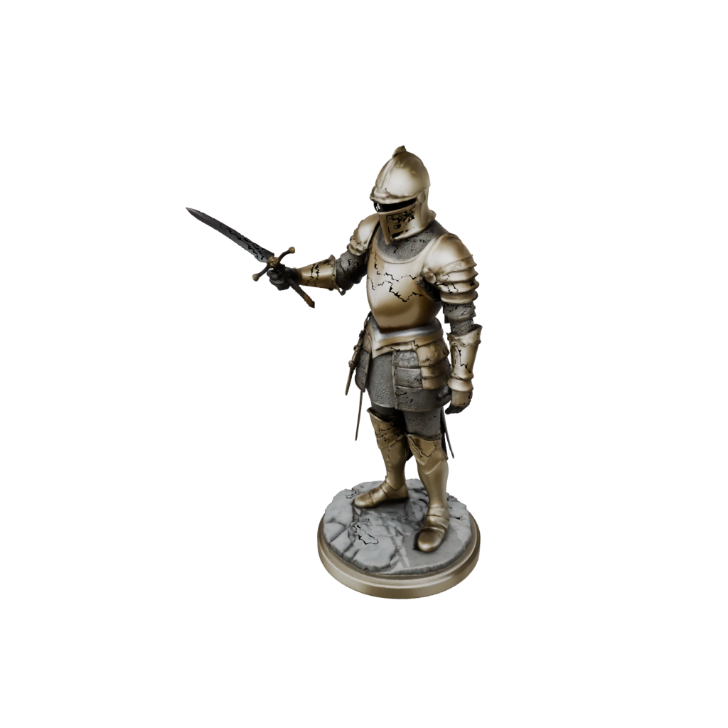 Gold Scene Medieval Knight Statue