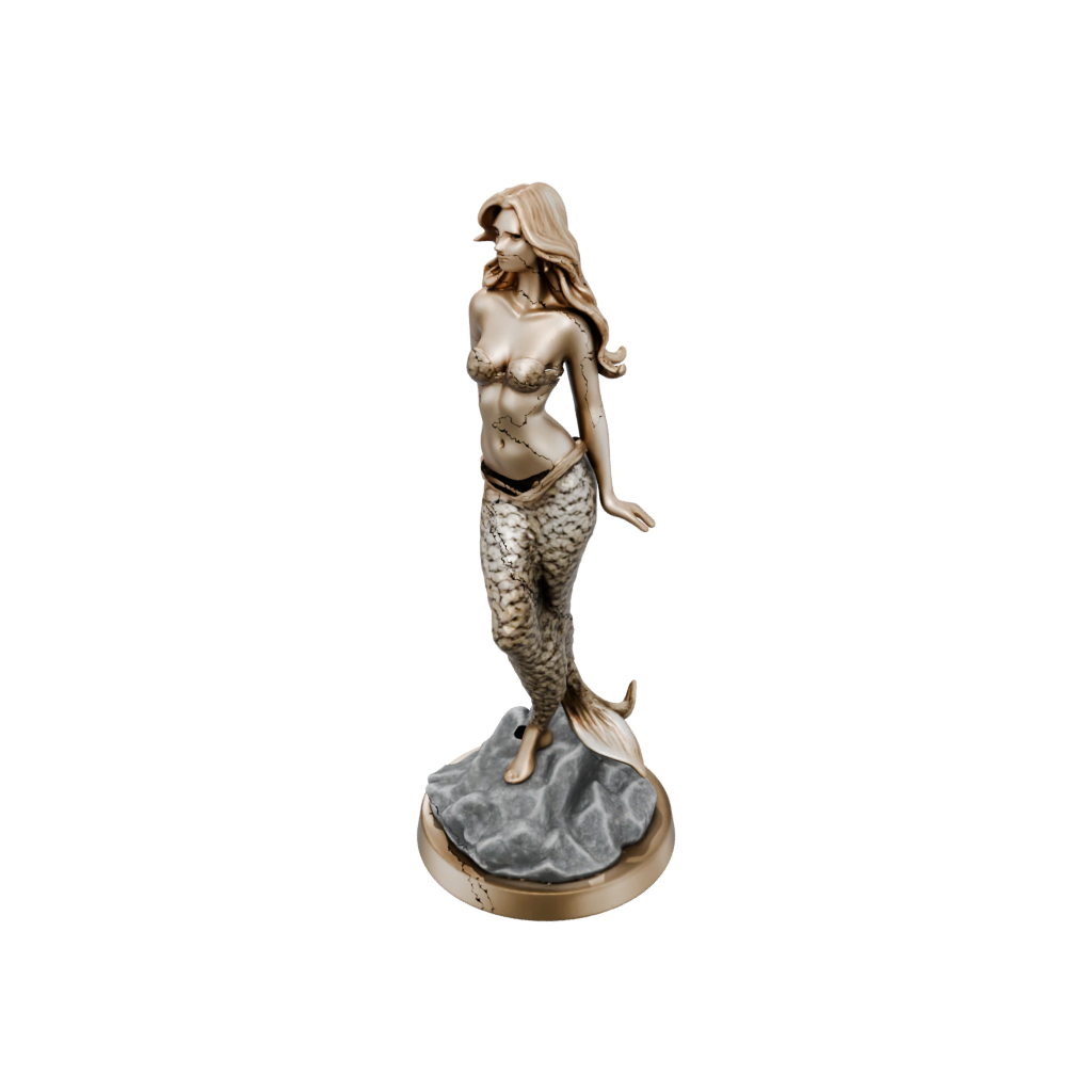 Gold Scene Mermaid On A Rock