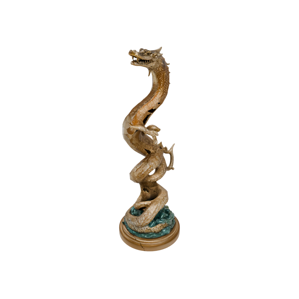 Gold Scene Sea Serpent Coiled Upright