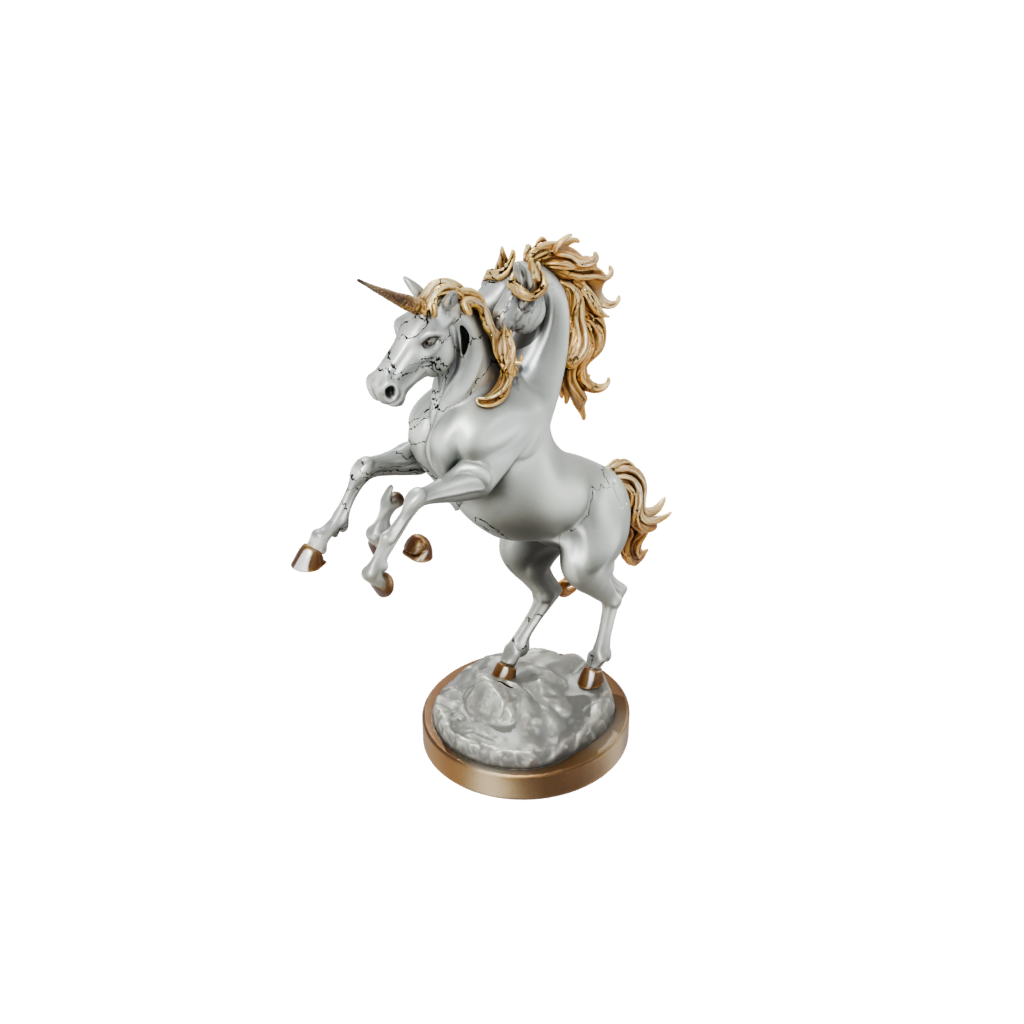 Gold Scene Unicorn Rearing Figure