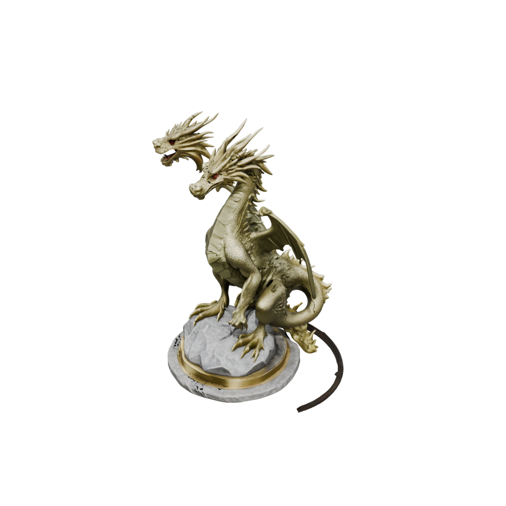 Gold Ancient Dragon Perched On Rocks