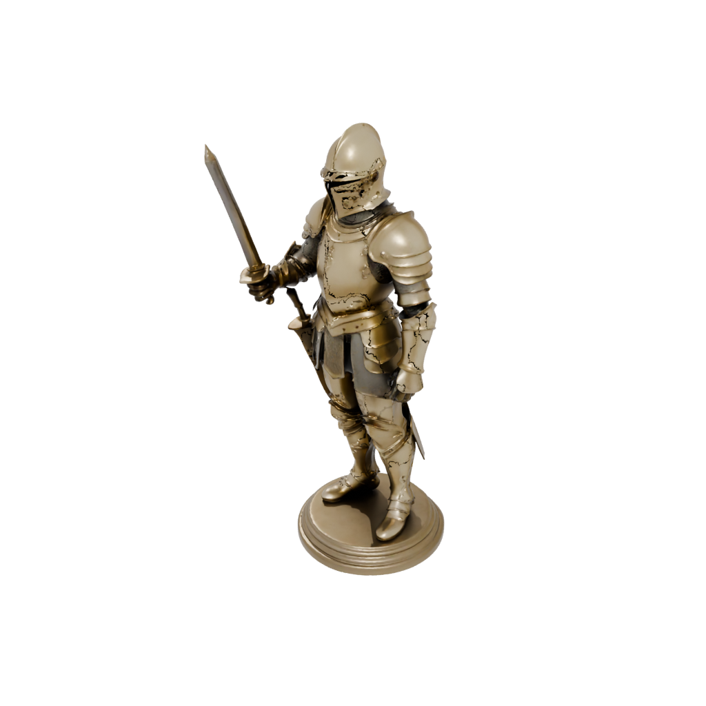 Gold Medieval Knight Statue