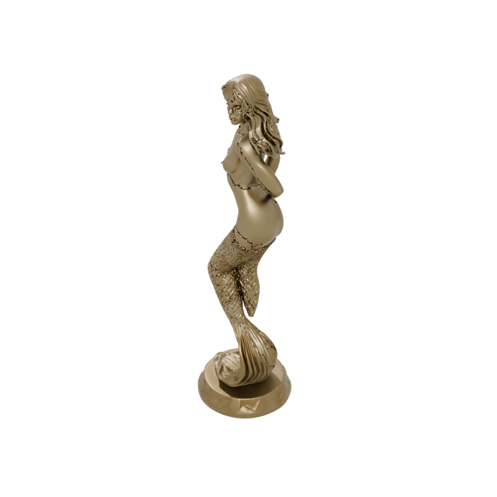 Gold Mermaid On A Rock