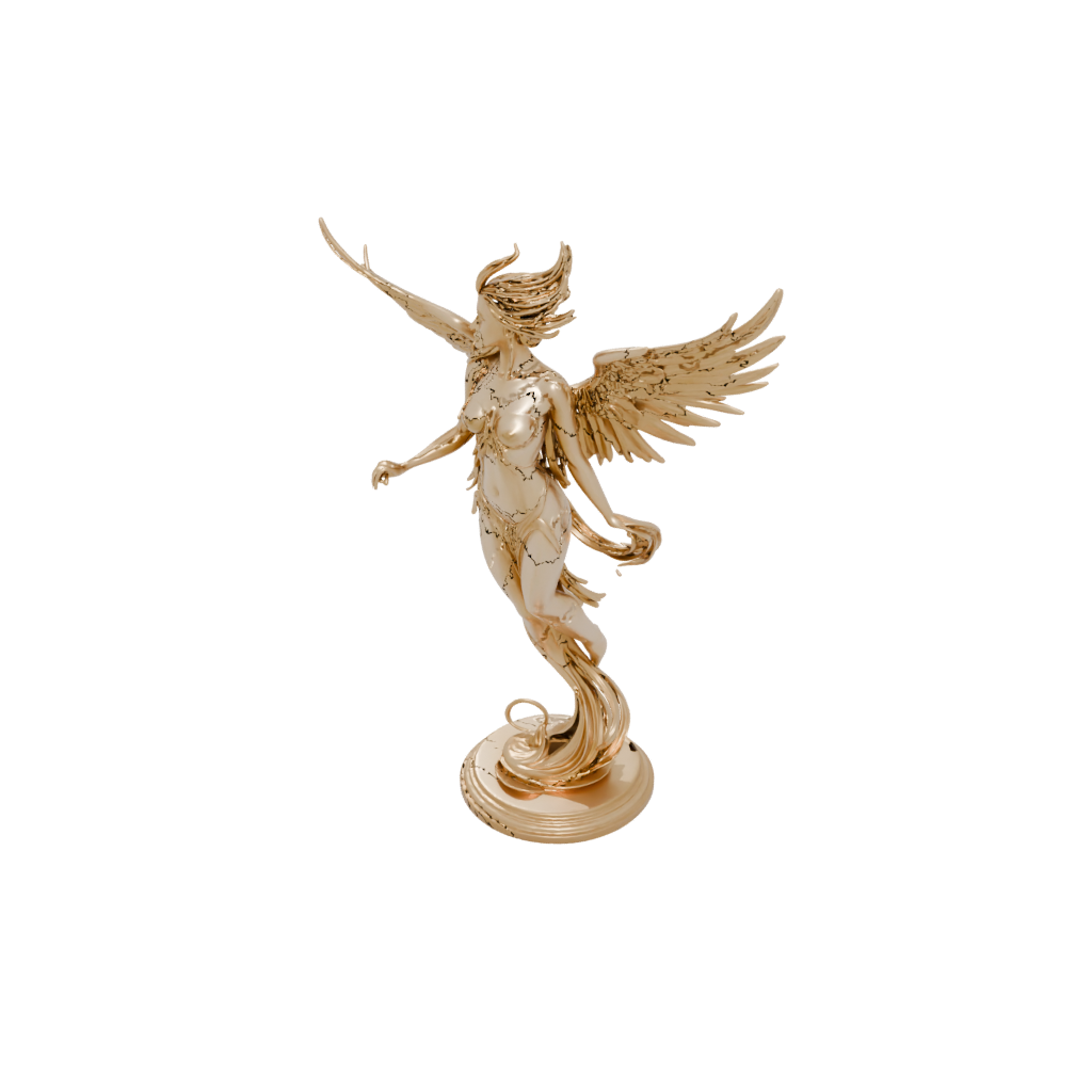 Gold Phoenix Rising Sculpture