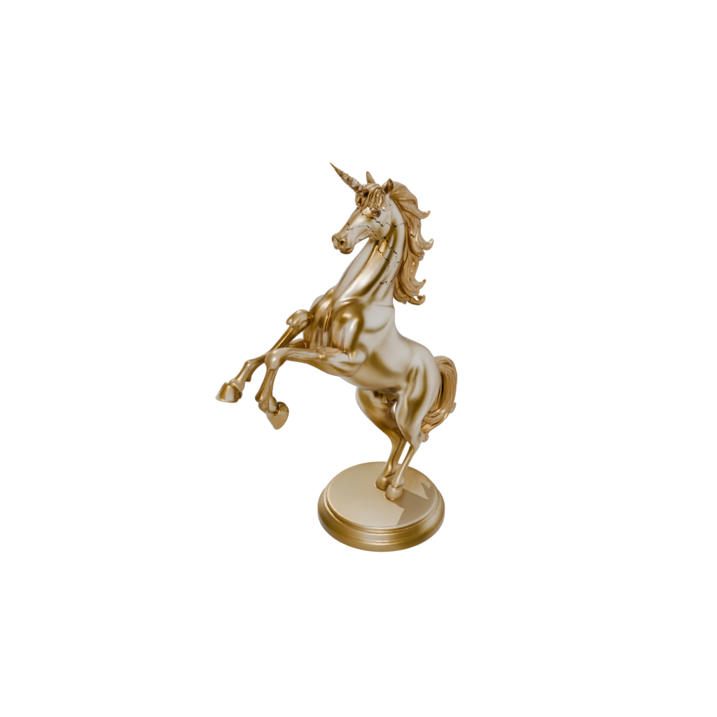 Gold Unicorn Rearing Figure