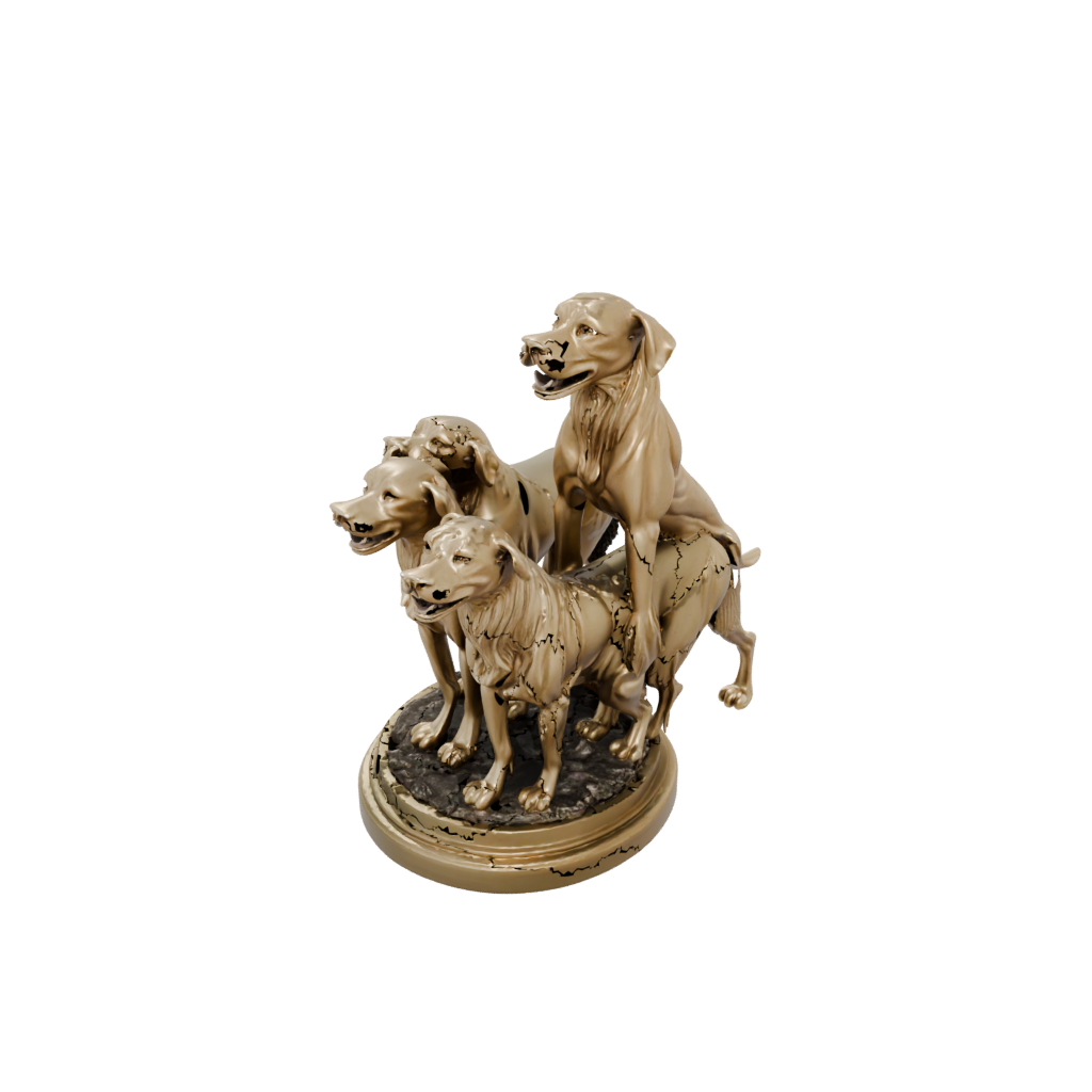 Gold Relief Cerberus Three-Headed Hound