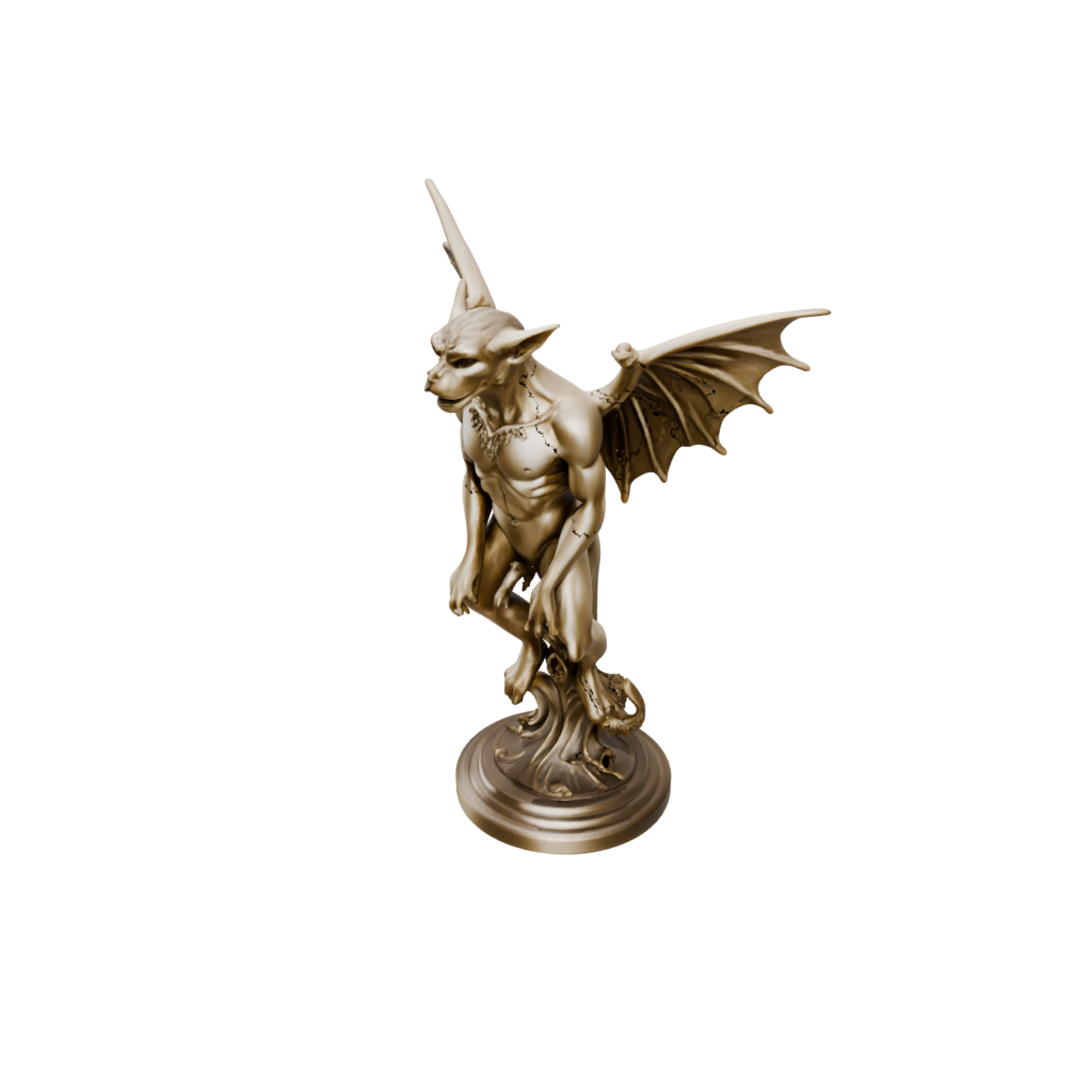 Gold Relief Gargoyle On Pedestal