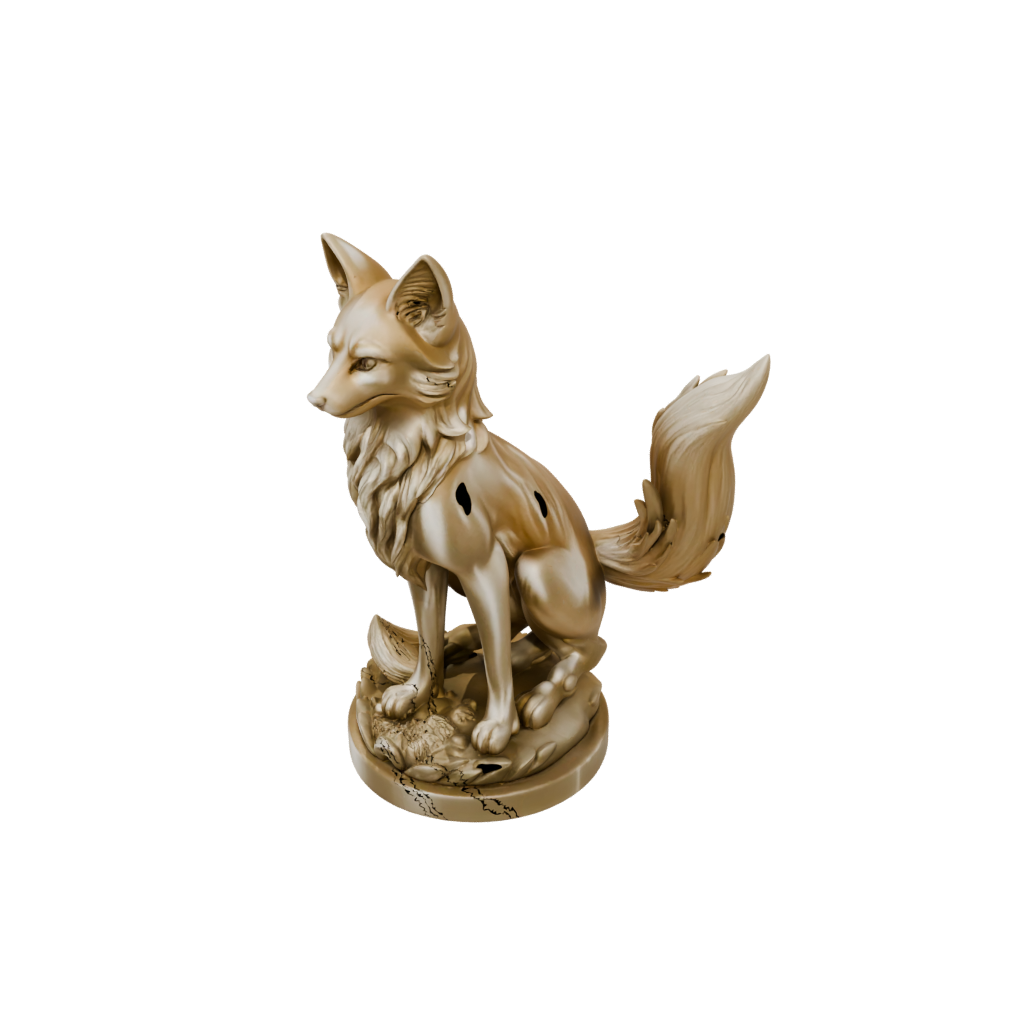 Gold Relief Kitsune Nine-Tail Fox
