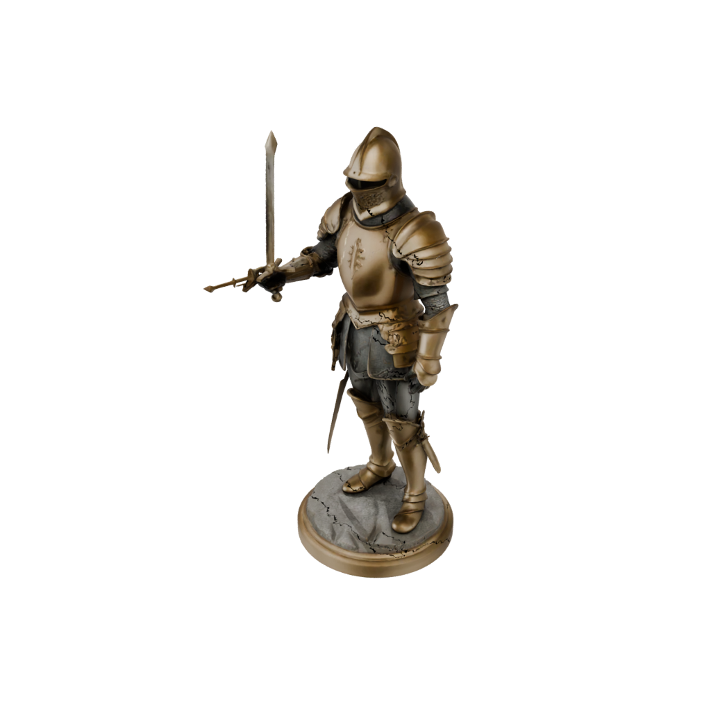 Gold Relief Medieval Knight Statue