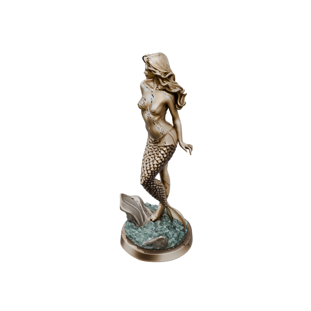 Gold Relief Mermaid On A Rock
