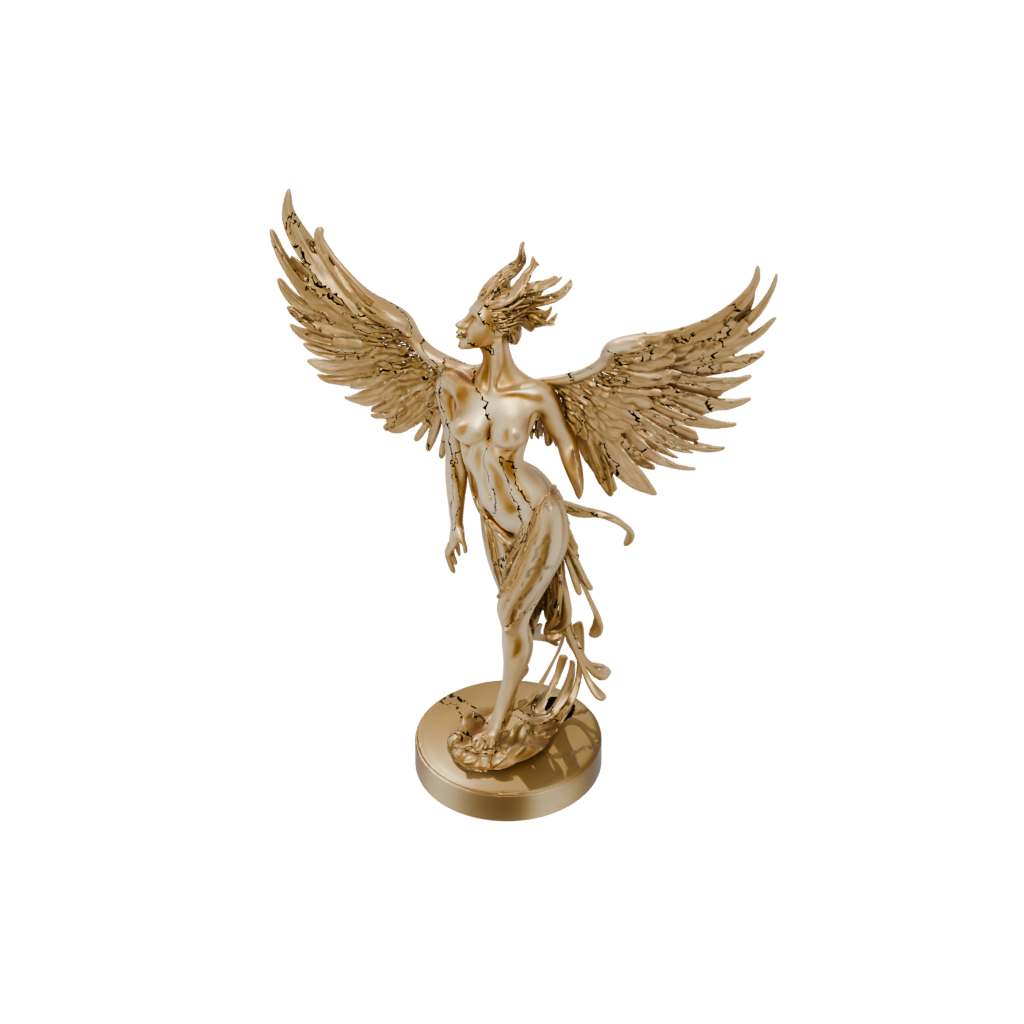 Gold Relief Phoenix Rising Sculpture
