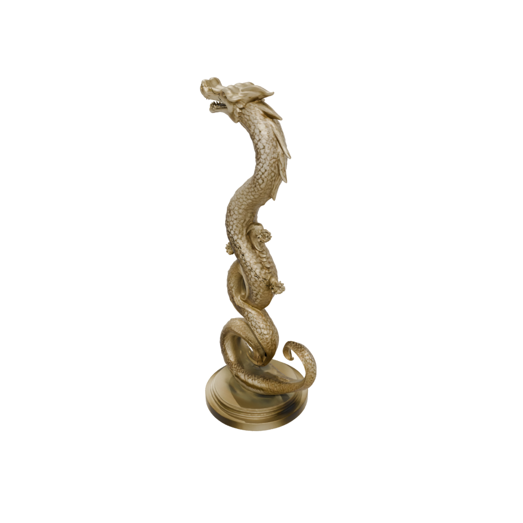 Gold Relief Sea Serpent Coiled Upright