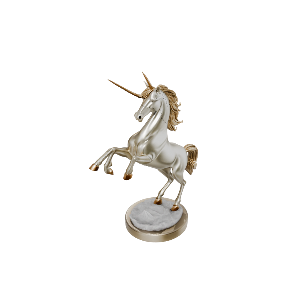 Gold Relief Unicorn Rearing Figure