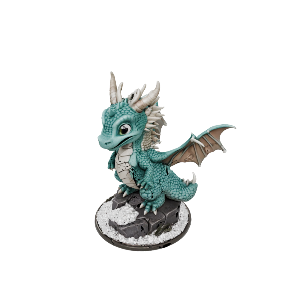 Holiday Chibi Ancient Dragon Perched On Rocks