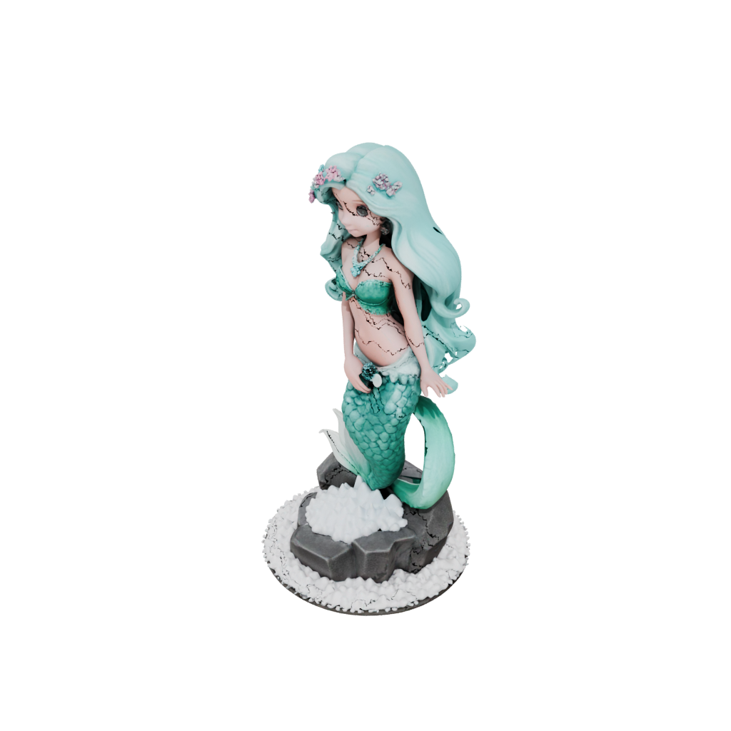 Holiday Chibi Mermaid On A Rock
