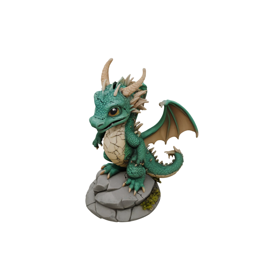 Jumbo Chibi Ancient Dragon Perched On Rocks