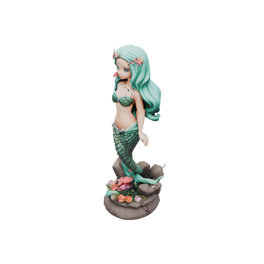 Jumbo Chibi Mermaid On A Rock