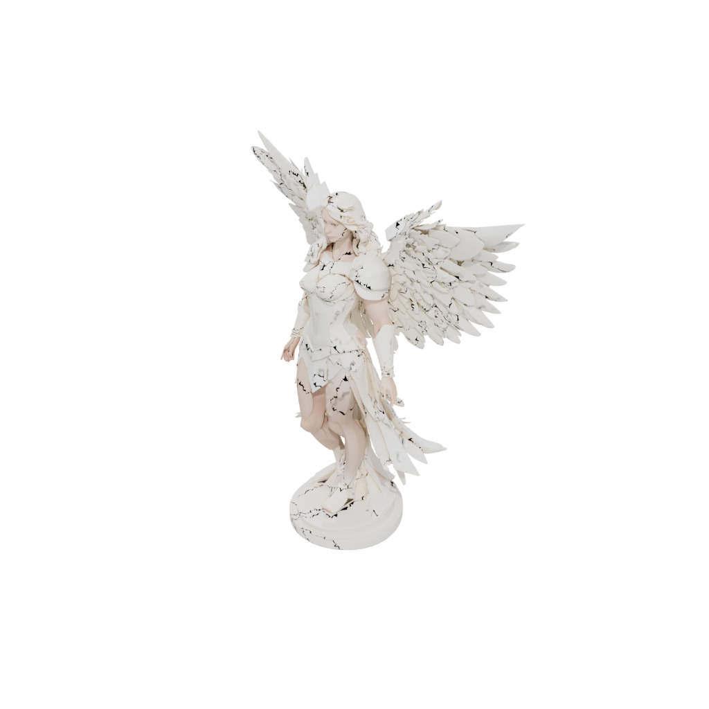 Low-Poly Bust Celestial Angel Warrior — fantasy figurines 3D print model, STL